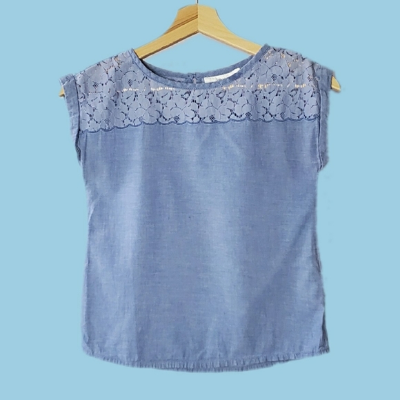 H&M Other - L.O.G.G. H&M GIRLS BLUE LACE TOP SIZE 9/10Y